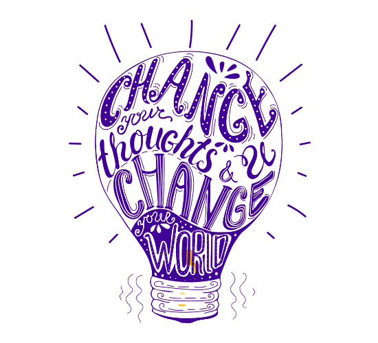 Change your thoughts purple lightbulb